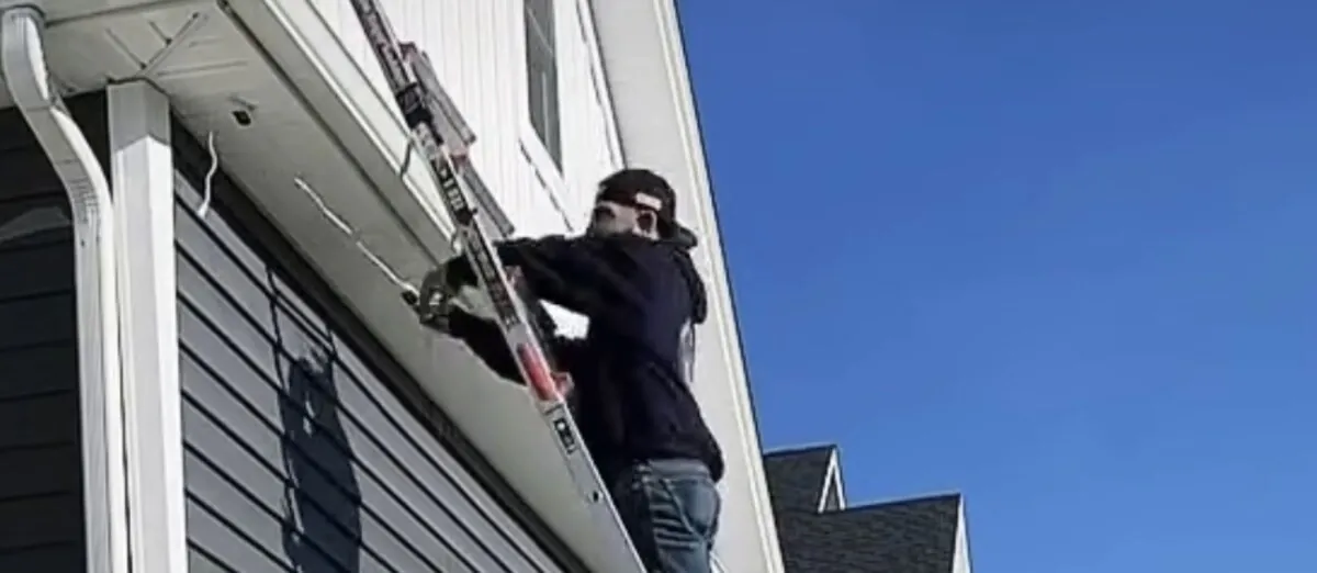 Christmas light installation in Burlington County, New Jersey